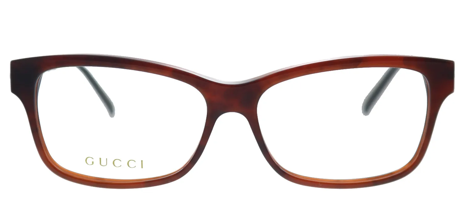 Gucci GG 0657O 002 Rectangle Acetate Havana Eyeglasses with Demo Lens sold by Gaffos