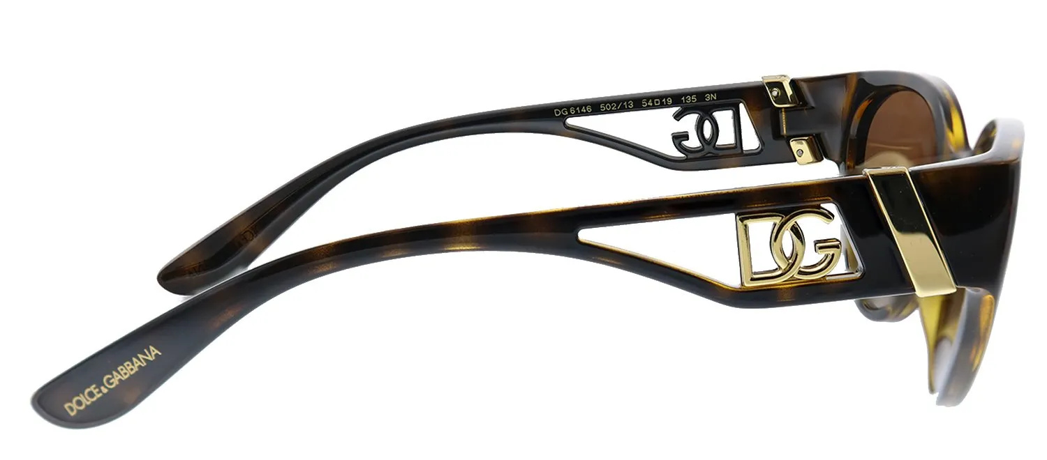 Dolce & Gabbana DG 6146 502/13 Cat-Eye Plastic Havana Sunglasses with Brown Gradient Lens sold by Gaffos product image thumbnail 3