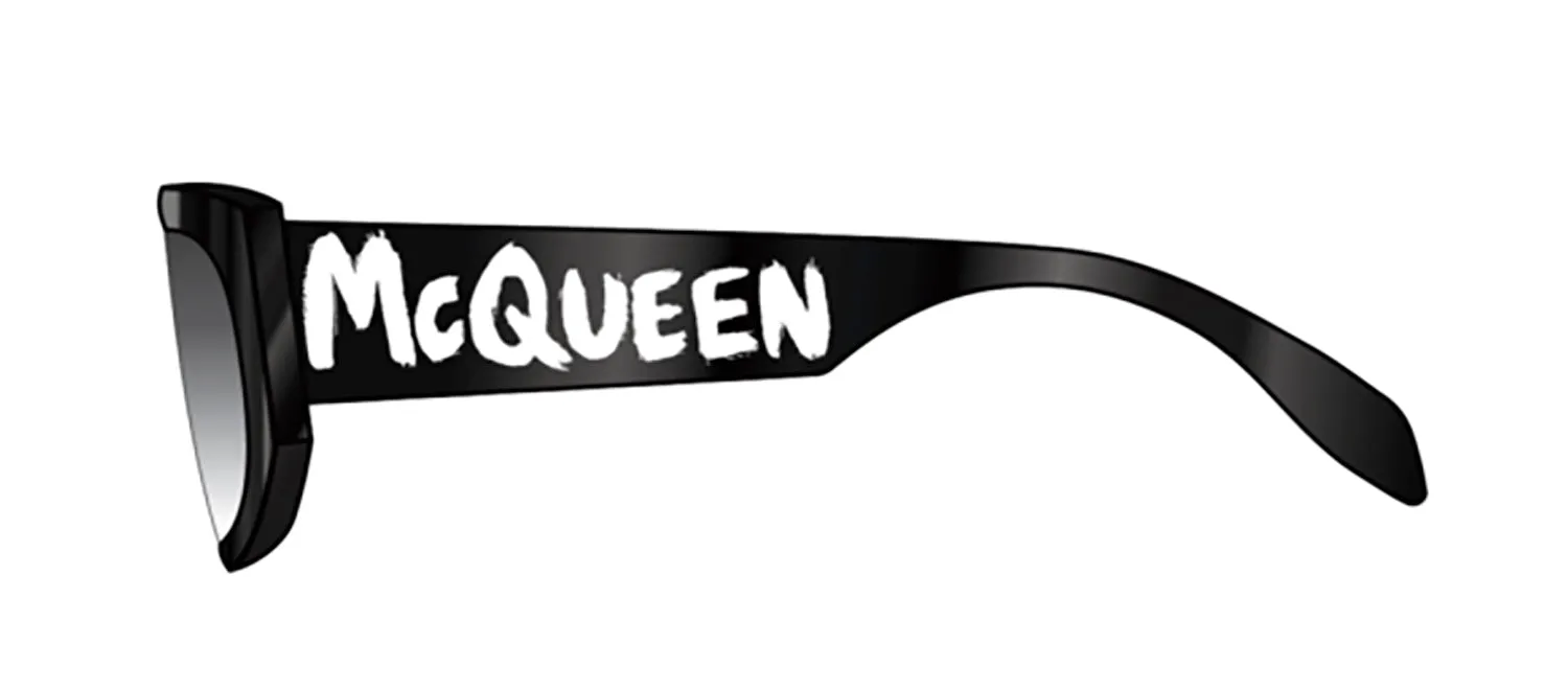 Alexander McQueen McQUEEN GRAFFITI AM 0330S 001 Oval Acetate Black Sunglasses with Grey Gradient Lens sold by Gaffos product image thumbnail 2