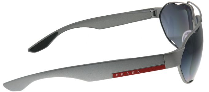 Prada Linea Rossa PS 56US 4495W1 Geometric Metal Grey Sunglasses with Grey Gradient Polarized Lens sold by Gaffos