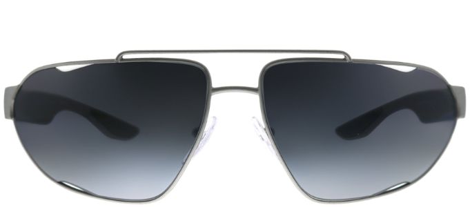Prada Linea Rossa PS 56US 4495W1 Geometric Metal Grey Sunglasses with Grey Gradient Polarized Lens sold by Gaffos