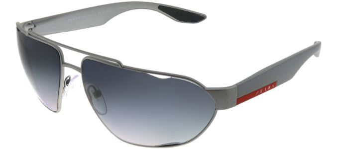 Prada Linea Rossa PS 56US 4495W1 Geometric Metal Grey Sunglasses with Grey Gradient Polarized Lens sold by Gaffos