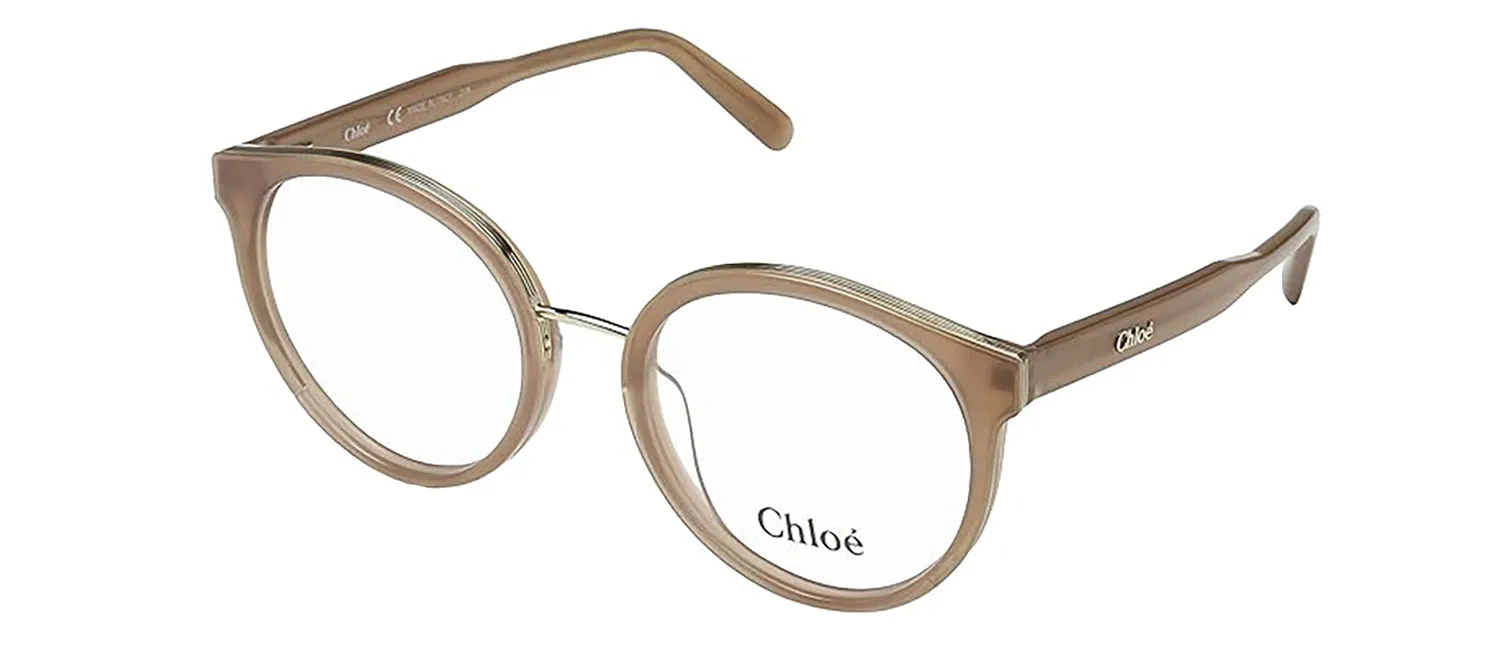 Chloe CE 2710 210 Round Plastic Brown Eyeglasses with Logo Stamped Demo Lenses sold by Gaffos product image thumbnail 2
