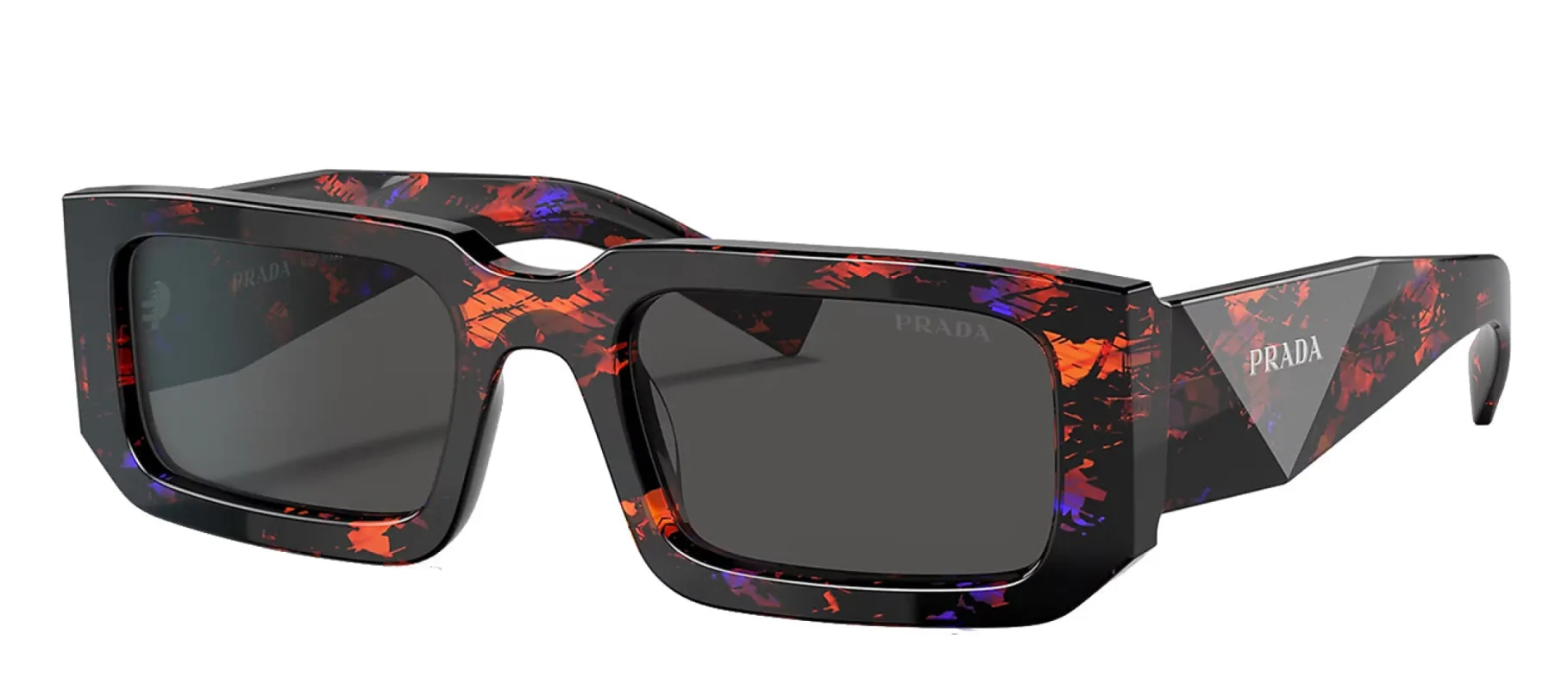 Prada PR 06YS 06V5S0 Rectangular Plastic Abstract Orange Sunglasses with Grey Solid Color Lens sold by Gaffos