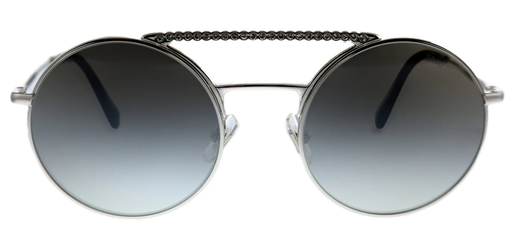 Miu Miu CORE COLLECTION MU 52VS 1BC5O0 Round Metal Silver Sunglasses with Grey Gradient Lens sold by Gaffos