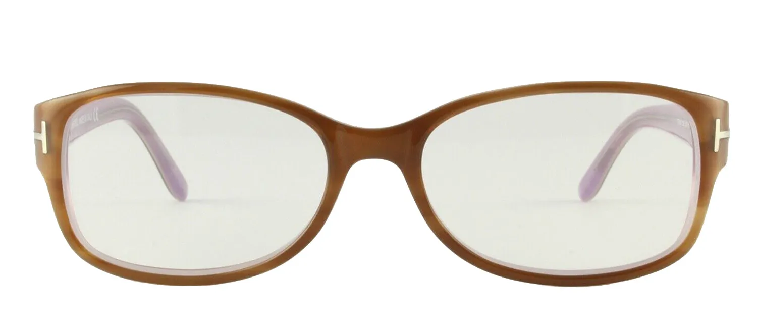 Tom Ford FT 5143 056 Rectangular Plastic Havana Eyeglasses with Clear Demo Lenses sold by Gaffos
