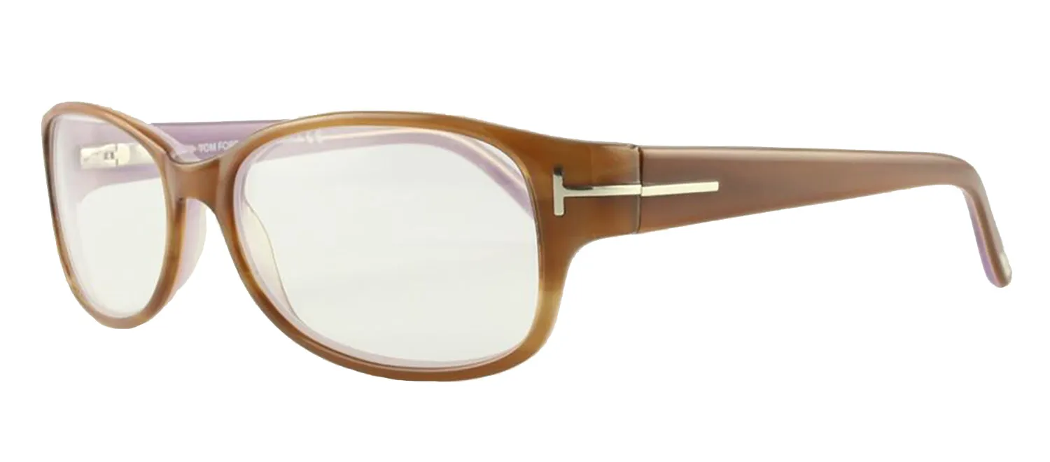 Tom Ford FT 5143 056 Rectangular Plastic Havana Eyeglasses with Clear Demo Lenses sold by Gaffos product image thumbnail 2