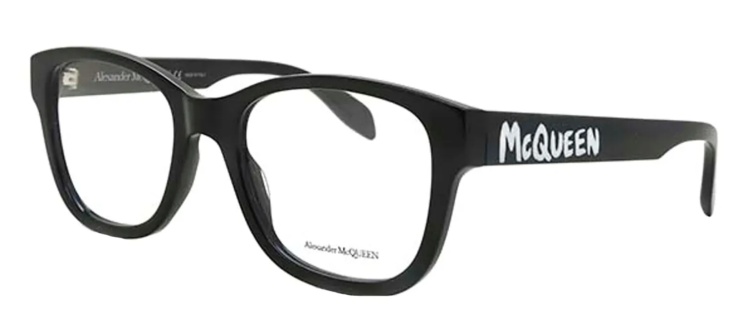 Alexander McQueen AM 0350O 001 Square Plastic Black Eyeglasses with Logo Stamped Demo Lenses sold by Gaffos product image thumbnail 2