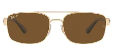 Ray-Ban RB 3687 001/57 Pillow Metal Polished Gold Sunglasses with Grey Lens sold by Gaffos