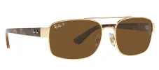 Ray-Ban RB 3687 001/57 Pillow Metal Polished Gold Sunglasses with Grey Lens sold by Gaffos