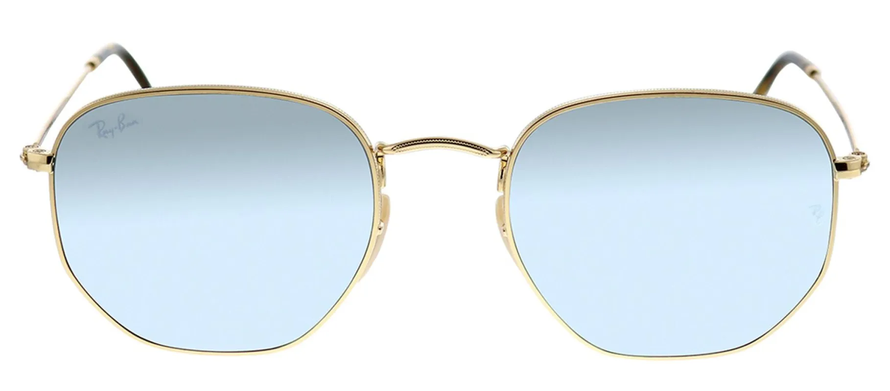 Ray-Ban Hexagonal RB 3548N 001/30 Geometric Metal Gold Sunglasses with Grey Flash Lens sold by Gaffos