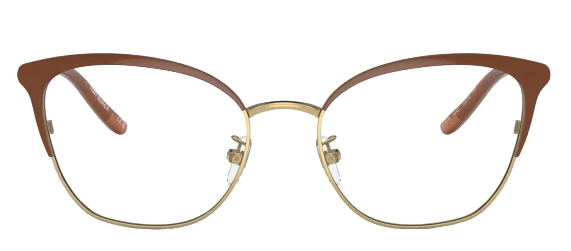 Tory Burch TY 1076 3342 Cat-Eye Metal Gold Eyeglasses with Logo Stamped Demo Lenses made by Tory Burch