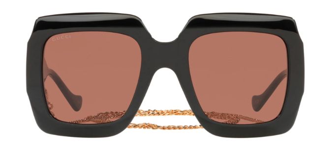 Gucci GG 1022S 005 Square Plastic Black Sunglasses with Brown Lens sold by Gaffos