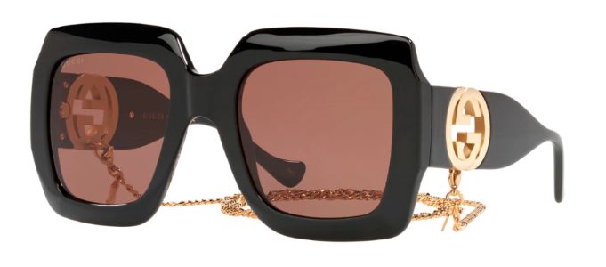 Gucci GG 1022S 005 Square Plastic Black Sunglasses with Brown Lens sold by Gaffos