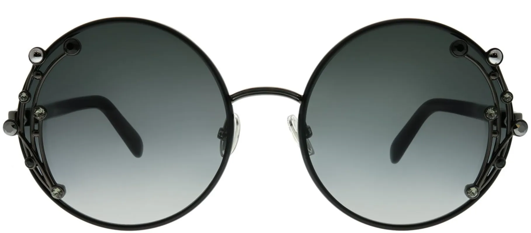 Jimmy Choo JC Gema 807 9O Round Metal Black Sunglasses with Dark Grey Gradient Lens sold by Gaffos