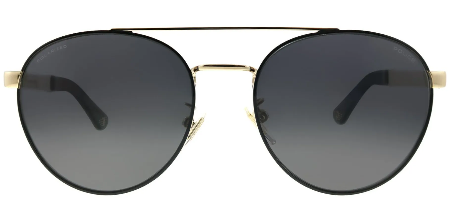 Police Origins 4 SPL 891 301P Pilot Metal Black Sunglasses with Grey Polarized Lens made by Gaffos