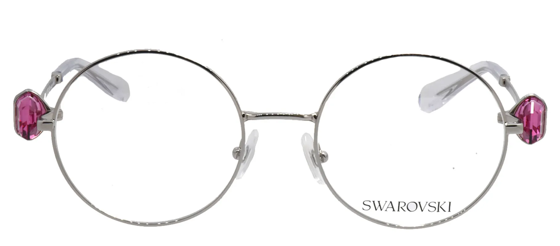 Swarovski SK 1001 4001 Round Metal Silver Eyeglasses with Logo Stamped Demo Lenses sold by Gaffos