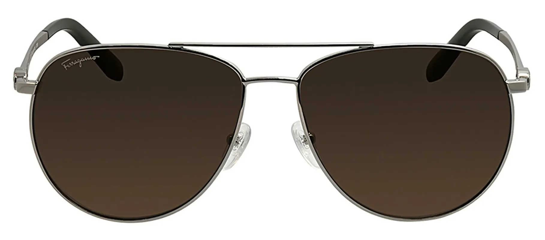 Salvatore Ferragamo SF 157S 045 Aviator Plastic Silver Sunglasses with Brown Polarized Lens sold by Gaffos