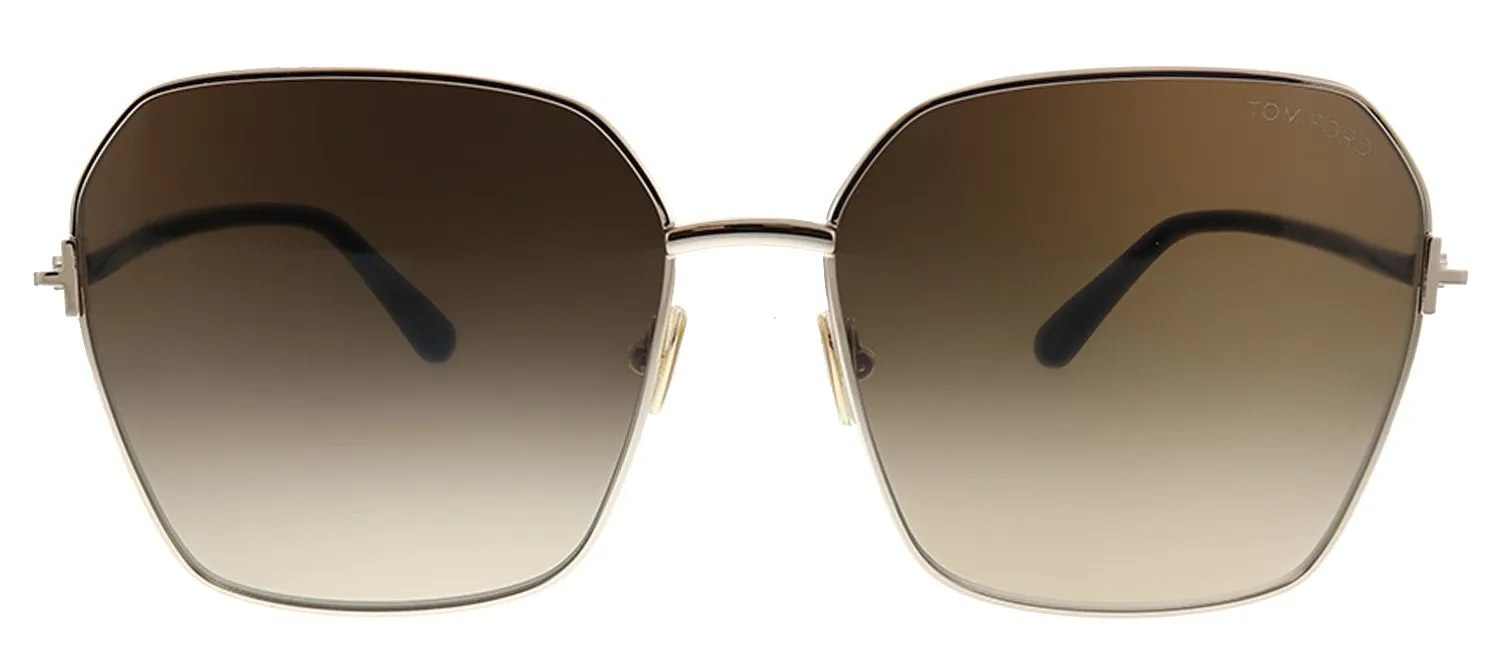 Tom Ford Claudia-02 TF 839 52F Geometric Metal Gold Sunglasses with Brown Lens sold by Gaffos