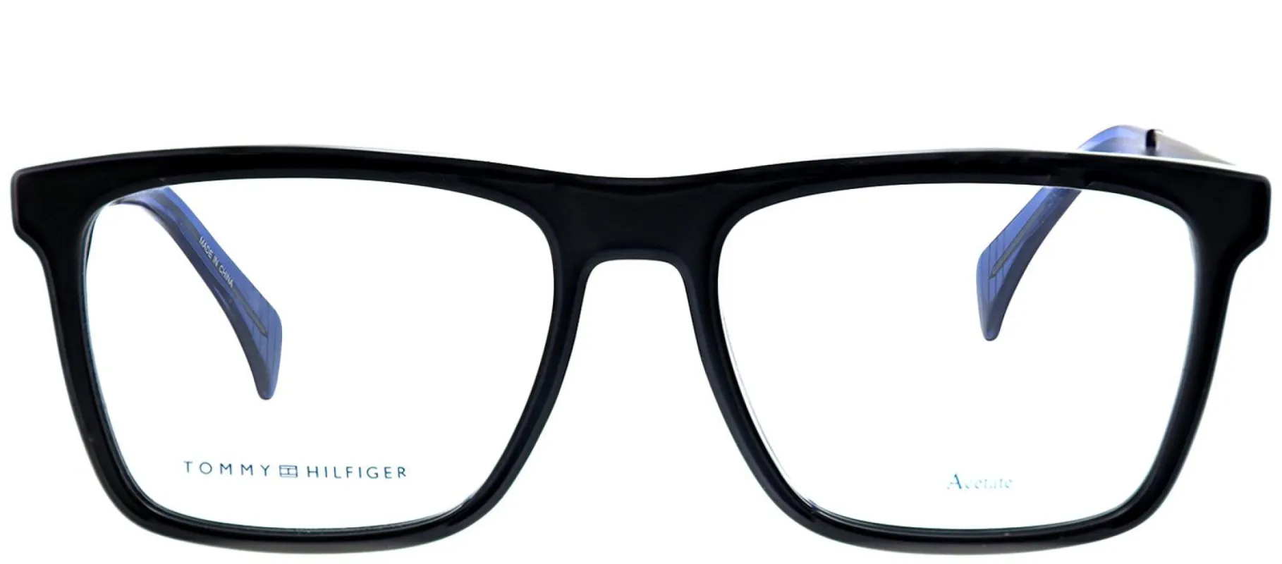 Tommy Hilfiger TH 1436 U7M Square Plastic Black Eyeglasses with Demo Lens made by Gaffos