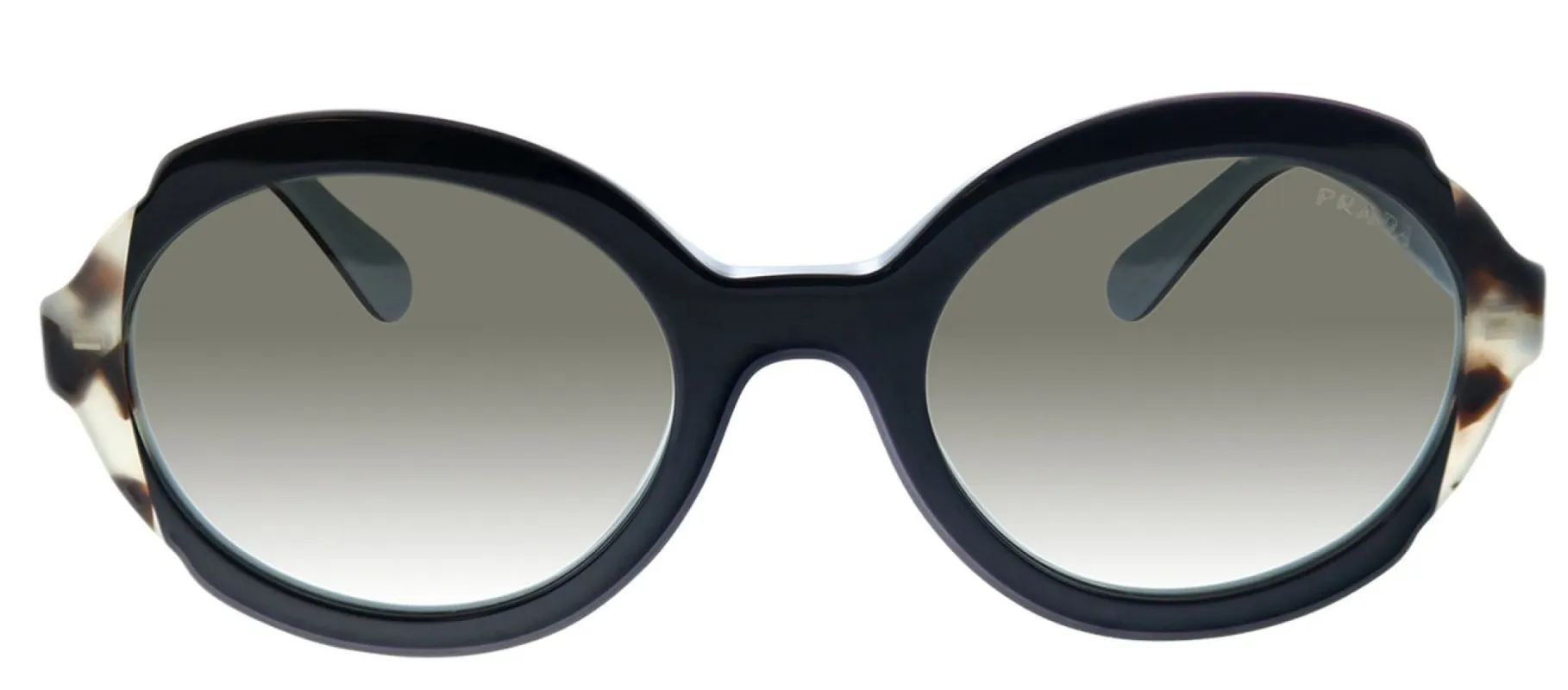 Prada PR 17US KHR0A7 Oval Plastic Black Sunglasses with Grey Gradient Lens sold by Gaffos