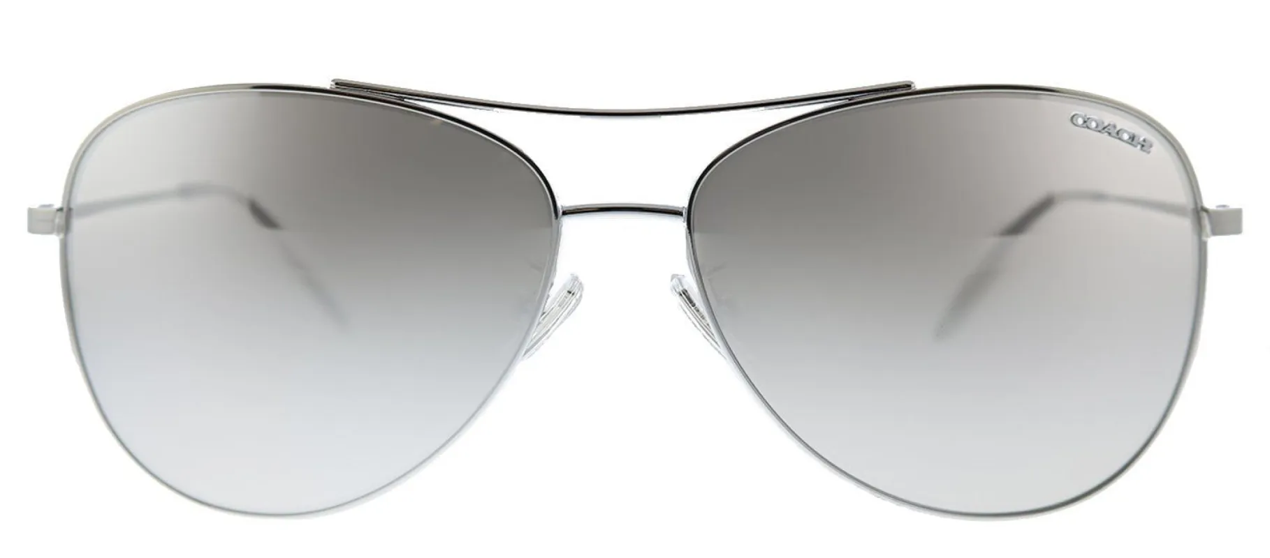 Coach L1013 HC 7079 90018V Aviator Metal Shiny Silver Sunglasses with Silver Mirror Lens sold by Gaffos