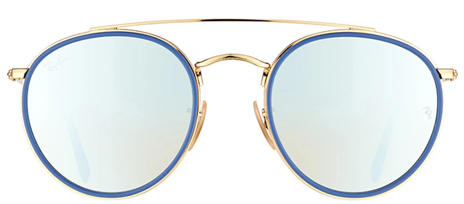 Ray-Ban Round Double Bridge RB 3647N 001/9U Round Metal Gold Sunglasses with Silver Mirror Lens sold by Gaffos