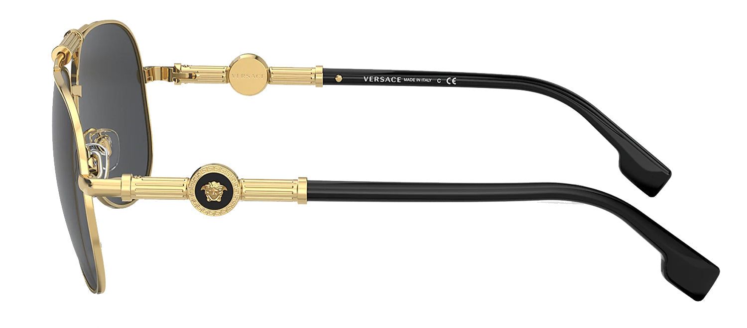 Versace VE 2236 100287 Pilot Metal Gold Sunglasses with Dark Grey Solid color Lens sold by Gaffos product image thumbnail 3