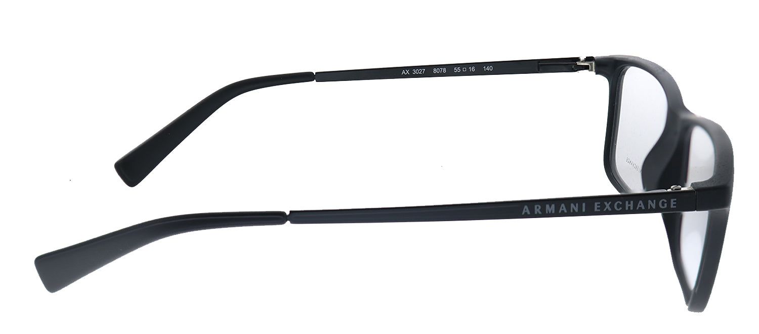 Armani Exchange AX 3027 8078 Rectangle Plastic Black Eyeglasses with Demo Lens sold by Gaffos product image thumbnail 3
