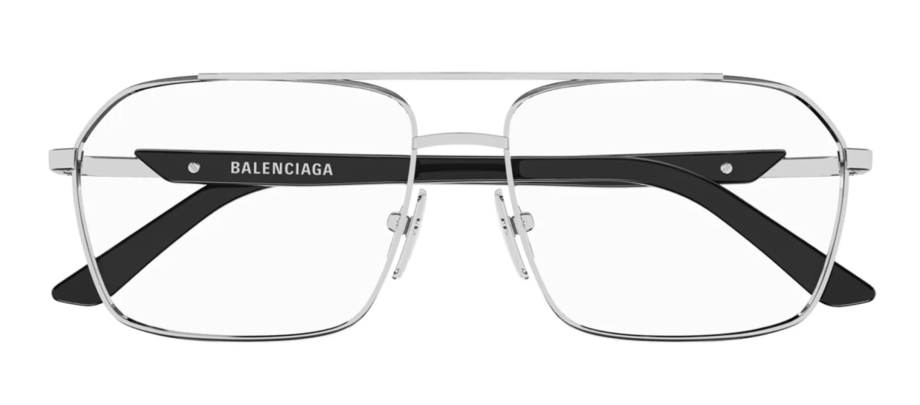 Balenciaga EVERYDAY BB 0248O 001 Aviator Metal Silver Eyeglasses with Logo Stamped Demo Lenses sold by Gaffos