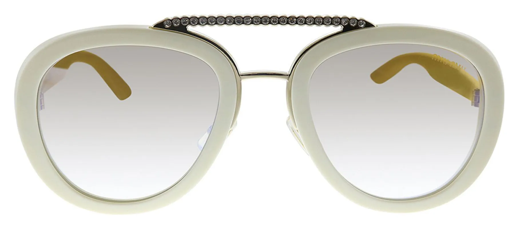 Miu Miu MU 05VS VAG168 Oval Plastic Ivory Sunglasses with Brown Mirror Lens sold by Gaffos