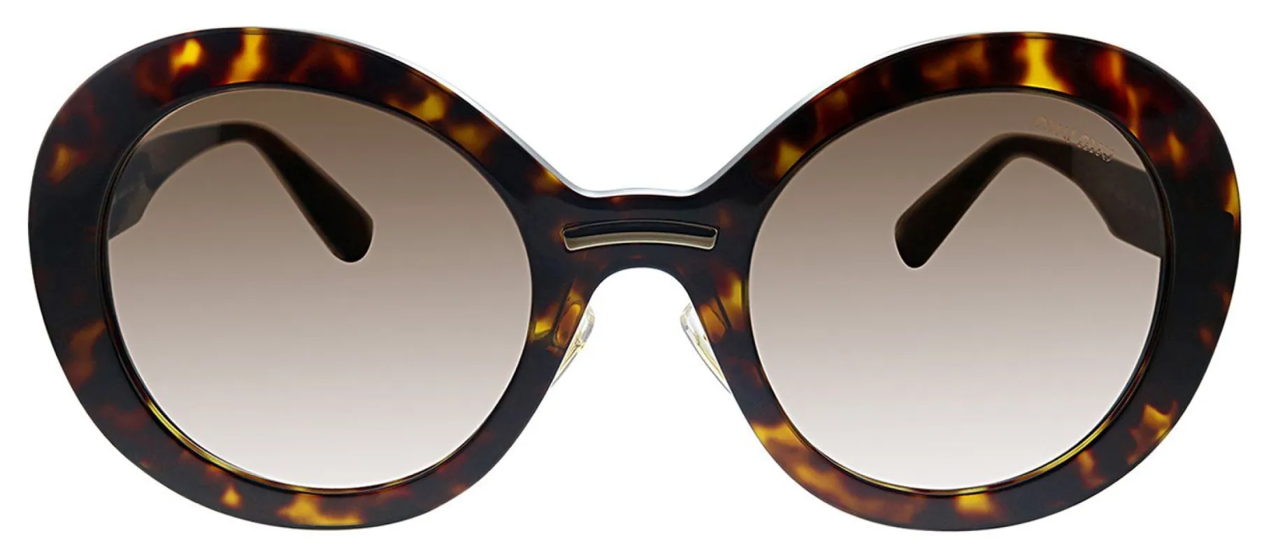 Miu Miu MU 04VS 2AU0A6 Round Plastic Havana Sunglasses with Brown Gradient Lens sold by Gaffos