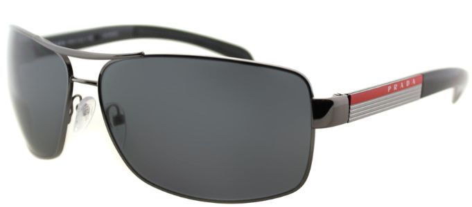 Prada Linea Rossa PS 54IS 5AV5Z1 Aviator Metal Ruthenium/ Gunmetal Sunglasses with Grey Polarized Lens sold by Gaffos