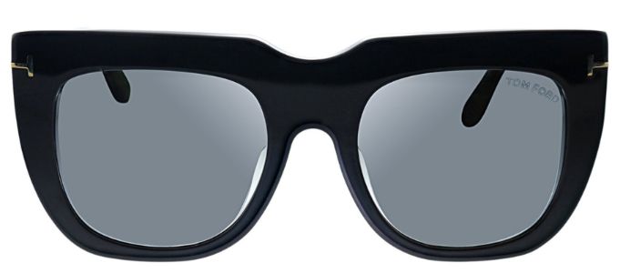 Tom Ford TF 687F 01C Square Plastic Black Sunglasses with Grey Mirror Lens sold by Gaffos
