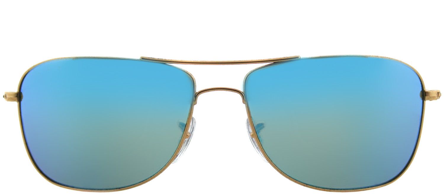 Ray-Ban RB 3543 112/A1 Square Metal Gold Sunglasses with Blue Mirrored Chromance Polarized Lens sold by Gaffos