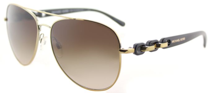 Michael Kors MK 1015 112813 Aviator Metal Gold Sunglasses with Brown Gradient Lens sold by Gaffos