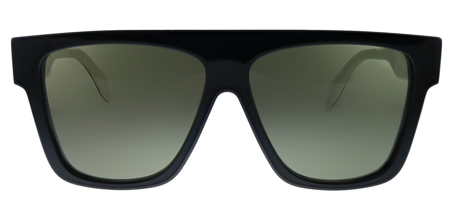 Alexander McQueen AM 302S 003 Square Acetate Black Sunglasses with Green Lens sold by Gaffos