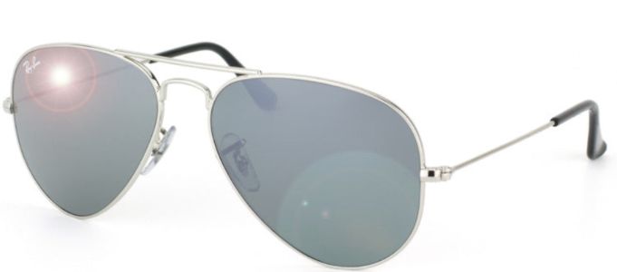 Ray-Ban RB 3025 W3275 Aviator Metal Silver Sunglasses with Crystal Grey Mirror Lens sold by Gaffos