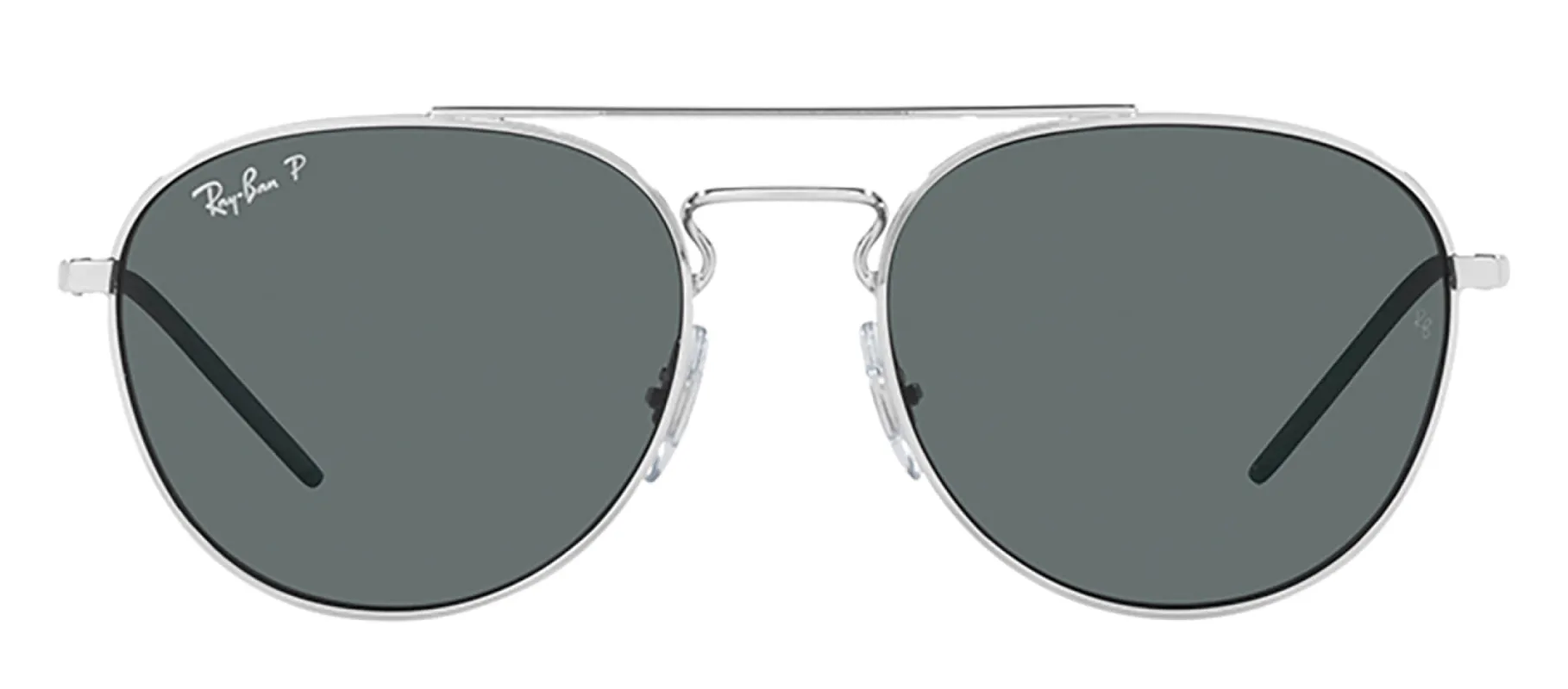 Ray-Ban RB 3589 925181 Phantos Metal Polished Silver Sunglasses with Grey Lens sold by Gaffos