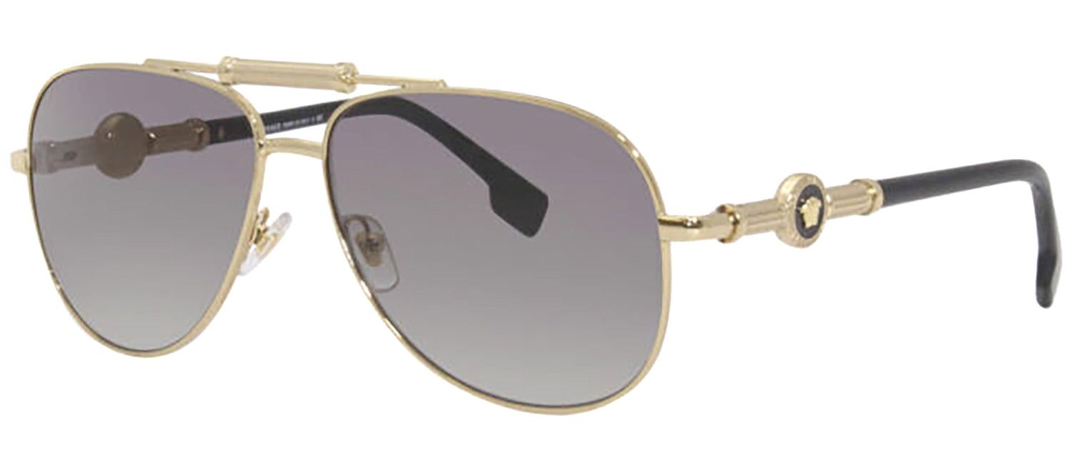 Versace VE 2236 100211 Pilot Metal Gold Sunglasses with Grey Gradient Gradient Lens sold by Gaffos