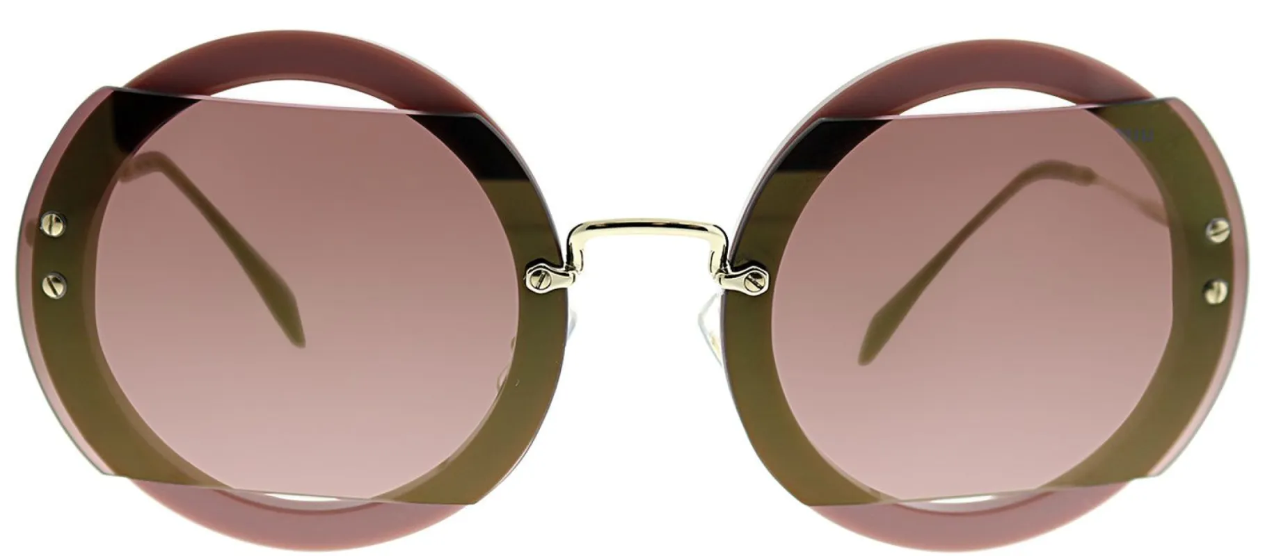 Miu Miu MU 06SS VIZAD4 Round Plastic Pink Sunglasses with Pink Mirror Lens sold by Gaffos