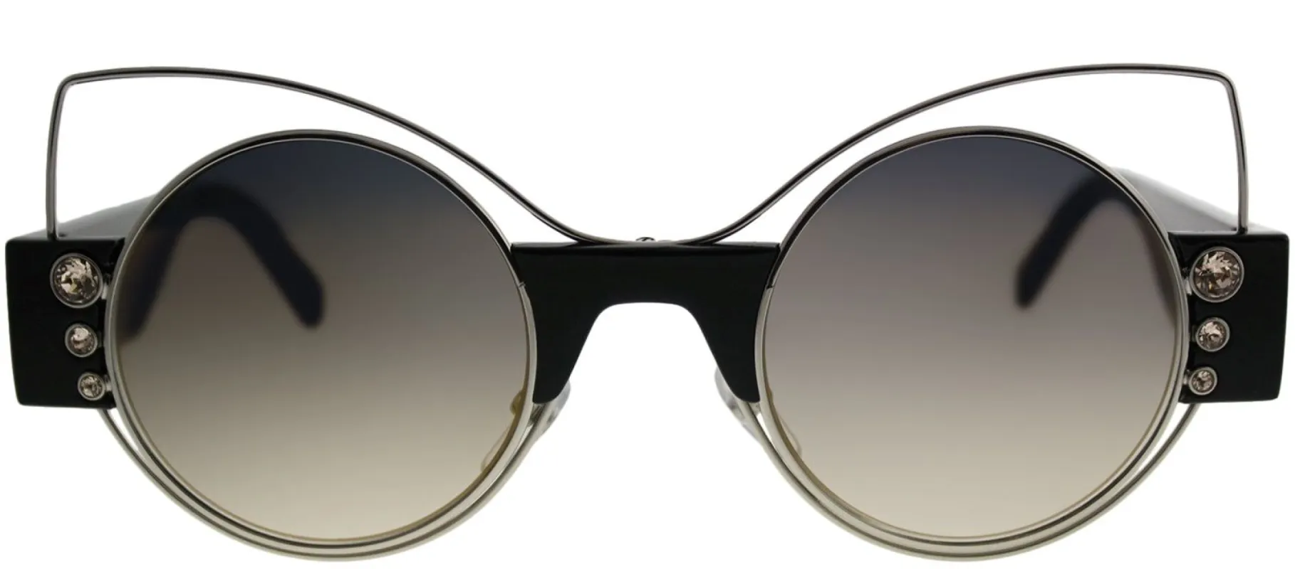 Marc Jacobs MARC 1 U4T Cat-Eye Metal Silver Sunglasses with Gold Mirror Lens made by Gaffos