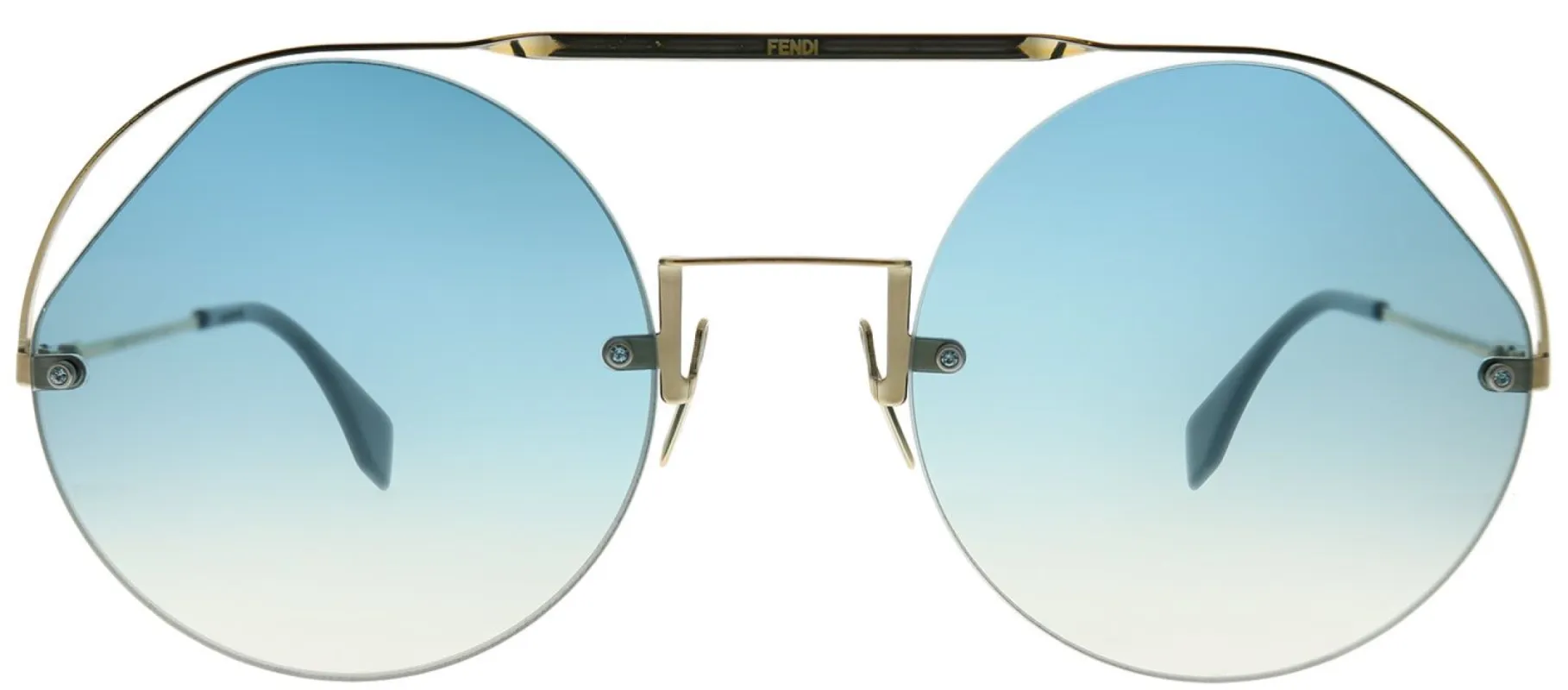 Fendi FF 0325 PJP G5 Round Metal Blue Sunglasses with Blue Flash Mirror Lens sold by Gaffos