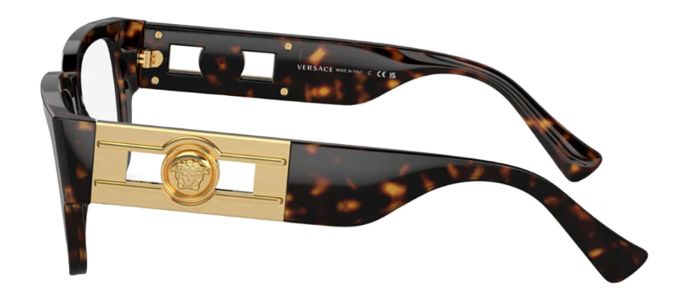 Versace ICONIC VE 3350 108 Square Plastic Havana Eyeglasses with Logo Stamped Demo Lenses sold by Gaffos