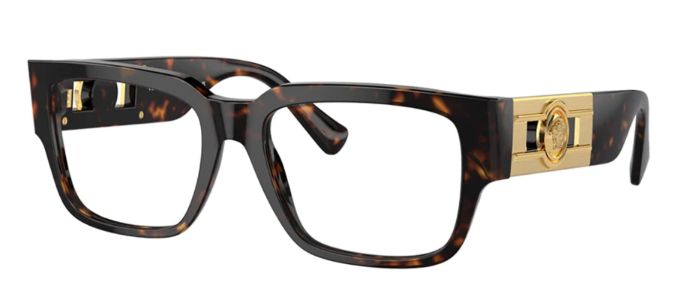 Versace ICONIC VE 3350 108 Square Plastic Havana Eyeglasses with Logo Stamped Demo Lenses sold by Gaffos