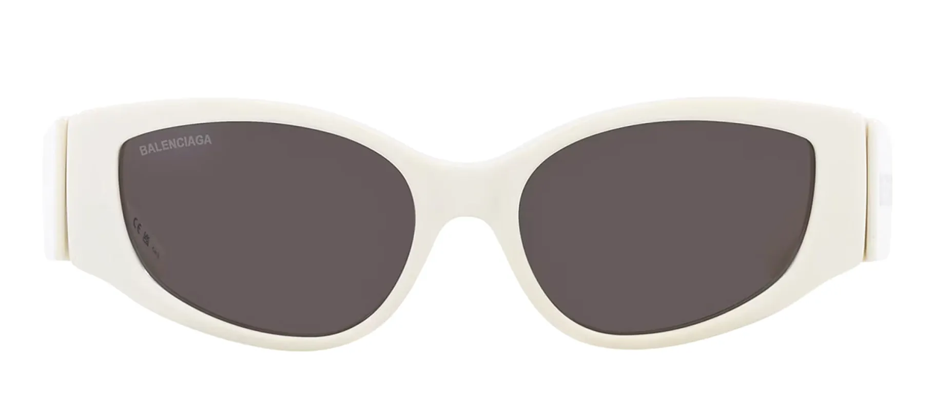 Balenciaga EVERYDAY BB 0258S 003 Oval Plastic White Sunglasses with Grey Lens sold by Gaffos