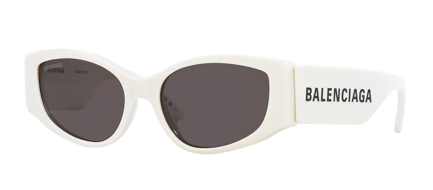 Balenciaga EVERYDAY BB 0258S 003 Oval Plastic White Sunglasses with Grey Lens sold by Gaffos product image thumbnail 2