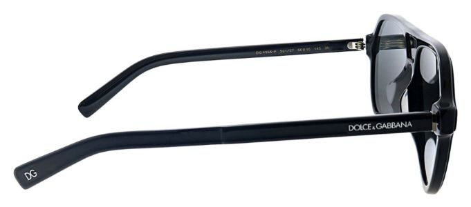 Dolce & Gabbana DG 4355F 501/87 Pilot Plastic Black Sunglasses with Grey Lens sold by Gaffos