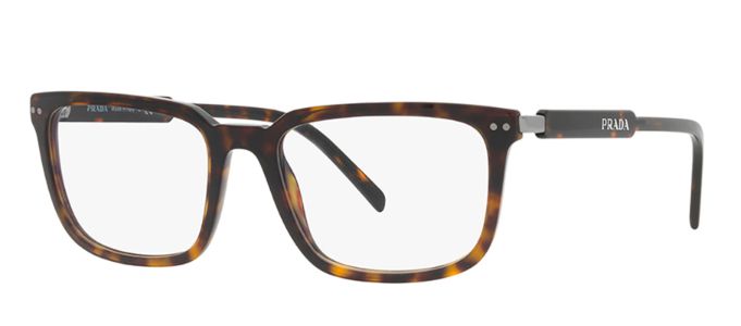 Prada PR 13YV 2AU1O1 Rectangle Plastic Havana Eyeglasses with Logo Stamped Demo Lenses sold by Gaffos