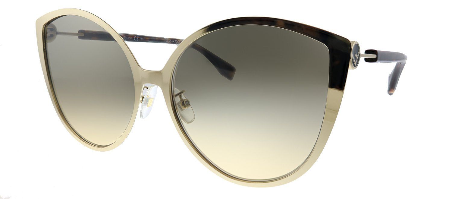 Fendi F is Fendi FF 0395/F/S J5G Cat-Eye Metal Gold Sunglasses with Brown Gradient Lens sold by Gaffos product image thumbnail 2